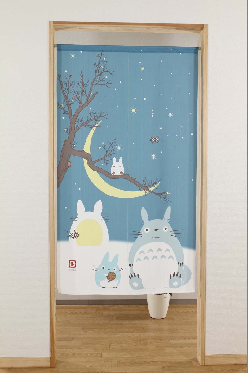 NARUMI é¸£æµ· Totoro Noren Curtain Tapestry Winter Sky and Crescent Moon - Image 2